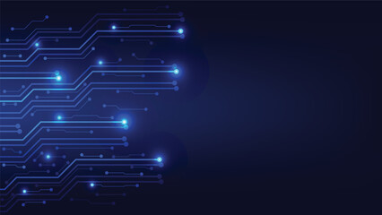 Fototapeta premium abstract technology background with circuit board and blue light