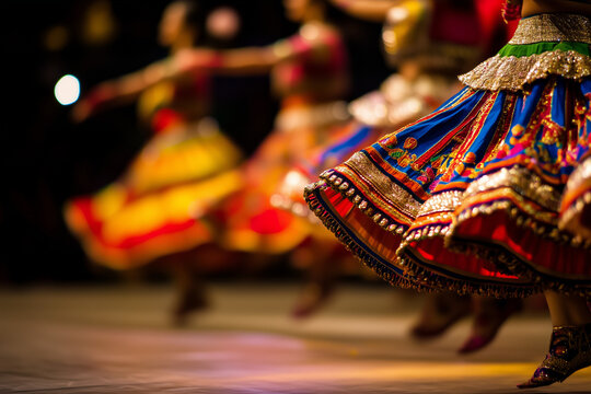 Traditional Deepavali dance performers in colorful costumes