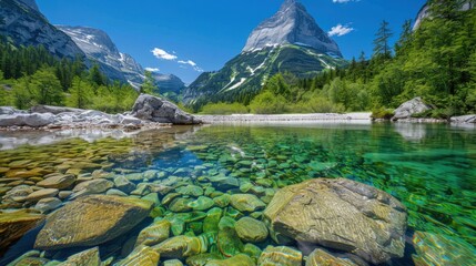 Crystal Clear Lake in a Mountain Valley