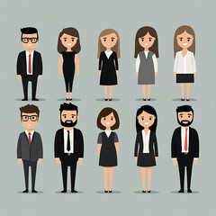 set of business people