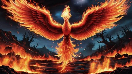 Phonic animation with flames, smooth looping video.