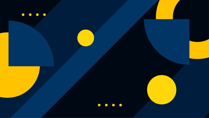 Abstract geometric pattern with bold blue and yellow shapes on a dark background. This image features an abstract geometric pattern showcasing bold blue and yellow shapes