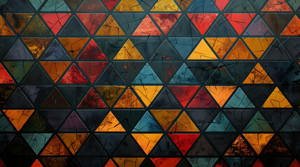 Fototapeta premium An abstract geometric pattern of colorful triangles.
