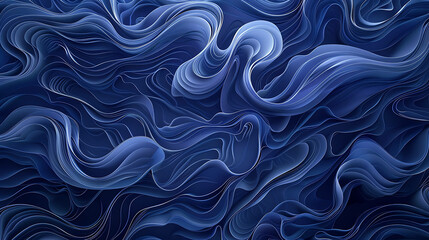 Obraz premium Abstract blue background with wavy lines and shadows.