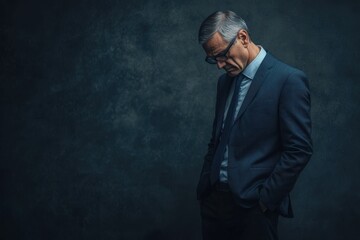 Fototapeta premium Businessman in a suit is sad and disappointed