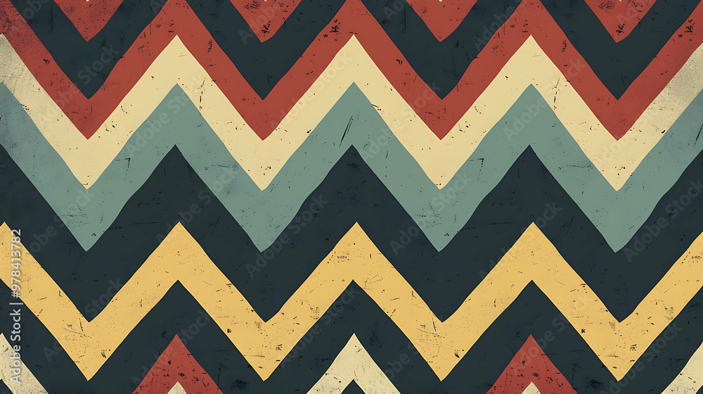 Wall mural retro chevron pattern in a vintage color scheme.