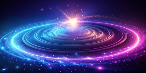 Obraz premium Abstract neon background with a glowing spiral and starfield , neon, abstract, background, glowing, spiral, starfield, cosmic