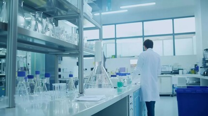 Naklejka premium professional health care researchers working in life of medical science laboratory, technology of medicine chemistry lap experiment for hospital