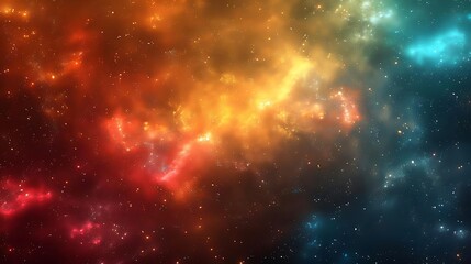 Fototapeta premium A vibrant cosmic scene showcasing colorful nebulae and stars in space.