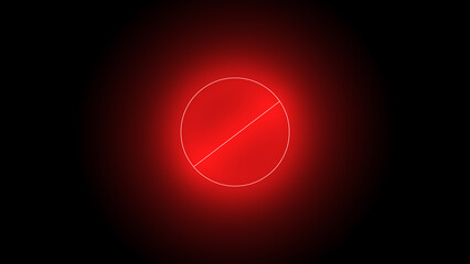 neon, glowing forbidder cross icon. Wrong mark symbol. No Trespassing, Restricted Access, Illegal Activity, and Risk Alerts in Simple Design for Road and Safety Notices