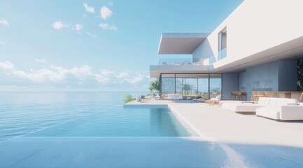 Fototapeta premium Modern Cliffside Villa with Infinity Pool