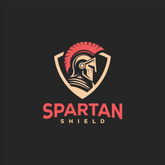 illustration of spartan king in armor and helmet in shield