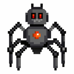 Obraz premium A creepy robot with red eyes and a glowing orange object in its chest