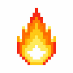 Fototapeta premium A pixelated fire with orange and yellow flames