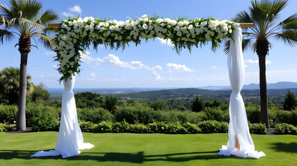 Wedding arch rental option featuring a beautifully crafted arch backdrop for any special event