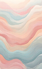 A minimalistic abstract wallpaper with flowing, wavy lines in soft pastel colors, creating a calm and serene background perfect for mobile screens.