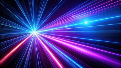 Obraz premium Blue and violet laser beams on black background, laser, light, beam, blue, violet, bright, shine, black, background