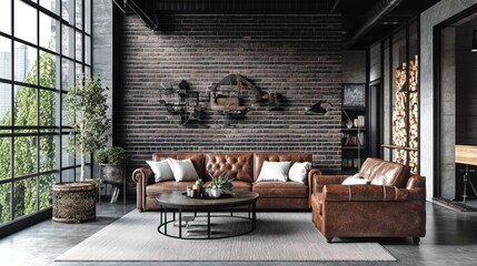 Modern Industrial Living Room Interior Design