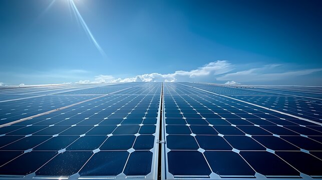 Solar Panel Energy Sustainable Power Renewable Energy Source Blue Sky Clouds
