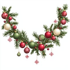 Holiday garland with red and green baubles