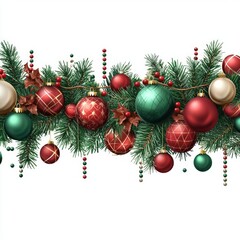 Holiday garland with red and green baubles