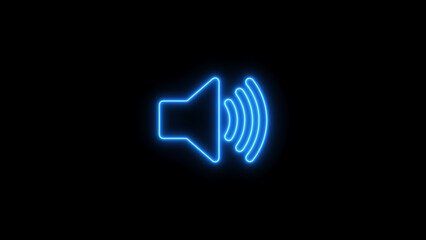 Neon speaker icon. volume sign and symbol loudspeaker icon on black background.