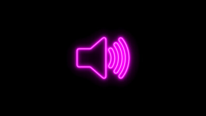 Fototapeta premium Neon speaker icon. volume sign and symbol loudspeaker icon on black background.