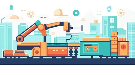 Automated Production Line with Robotic Arm and Conveyor Belt for Efficient Manufacturing