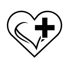 Fototapeta premium Heart with medical cross icon for Valentine's Day, symbolizing love and care