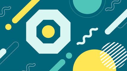 Colorful abstract geometric shapes background with playful design elements in vibrant shades. A vibrant and colorful abstract design featuring geometric shapes and playful patterns