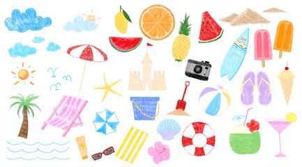 beach, sea, summer, natural, set of icons