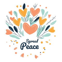 Spread Peace with Romantic Love Heart Floral Flower Bouquet Background