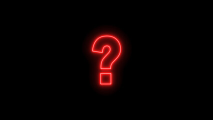 Neon Question mark icon. Question concept on black background.