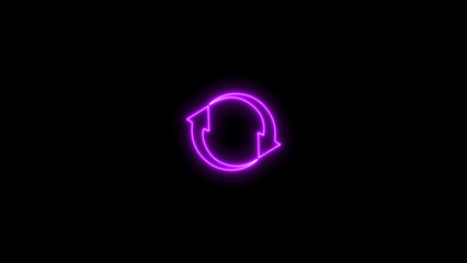 Neon arrow loading icon. Progress Circle glow Design Elements. Download progress on black background.