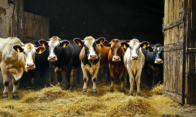 herd of cows in farm