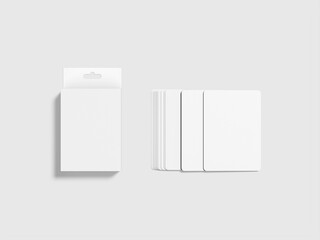 White Playing Cards With Hanging Box Mockup 3D Rendering