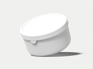 3D Isolated Cylindrical White Lunch Container Mockup