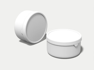 White Blank Cylinder Lunch Box Mockup 3D Isolated