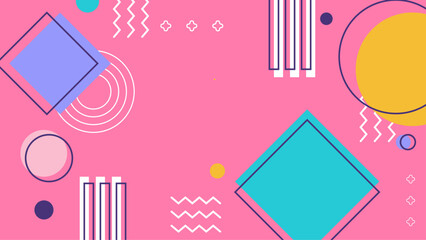 Colorful Geometric Abstract Background with Dynamic Shapes. Vibrant abstract background featuring geometric shapes on a pink backdrop. Perfect for modern designs presentations