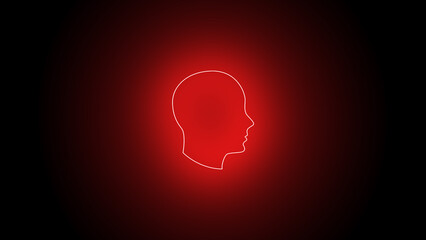 Neon head icon. Human head profile.