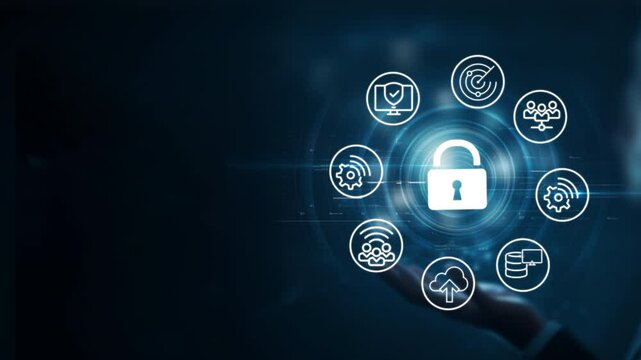 Internet network security concept with icons.