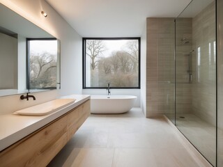 Modern Bathroom with Bathtub, Sink, and Shower