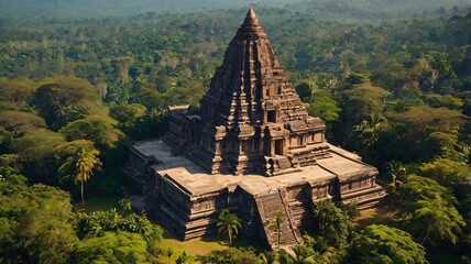 A stunning aerial view of a large temple