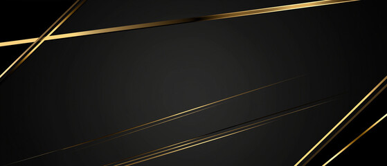 Abstract black background with gold stripes, modern texture, canvas.  AI generation.