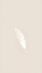 A clean and minimalist mobile wallpaper featuring a single feather floating gently against a light pastel background, evoking a sense of lightness and simplicity