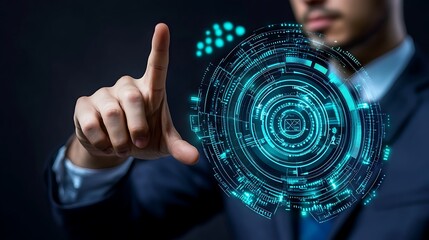 Businessman Utilizing Digital Technology for Web Based Review and Assessment 