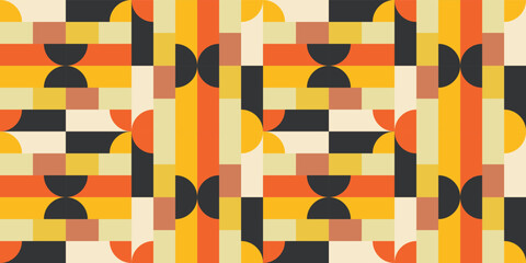 Round and rectangular semicircle abstract mosaic pattern. Section circle pattern. Geometric pattern of identical mosaic shapes