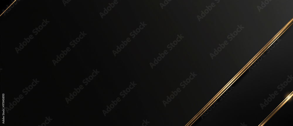 Wall mural Abstract black background with gold stripes, modern texture, canvas.  AI generation.