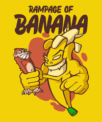 Rampage of Banana  Cartoon Illustration Design
