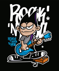 Ready to Rock n Roll  Cartoon Illustration Design